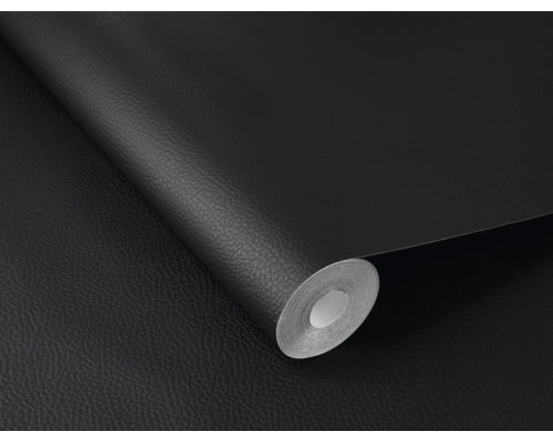 Rulle med svart möbelfolie med läderstruktur