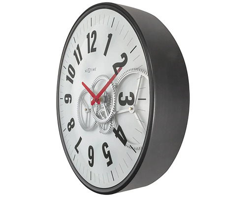 Nextime väggklocka med synlig urverksmekanism