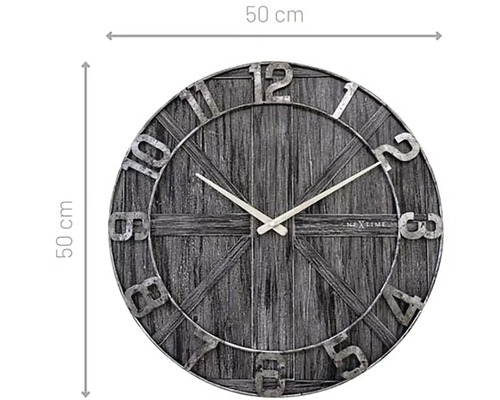 Nextime väggklocka av trä, diameter 50 cm