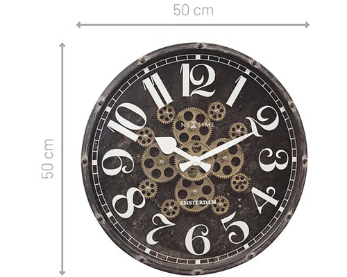 Dekorativ väggklocka med kugghjulsdesign, diameter 50 cm