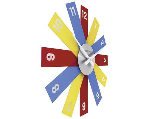 Väggklocka med färgade urtavlor