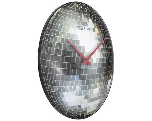 Väggklocka med spegelmosaik och röda visare