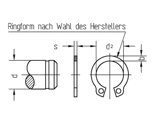Teknisk ritning av en låsring med dimensioner