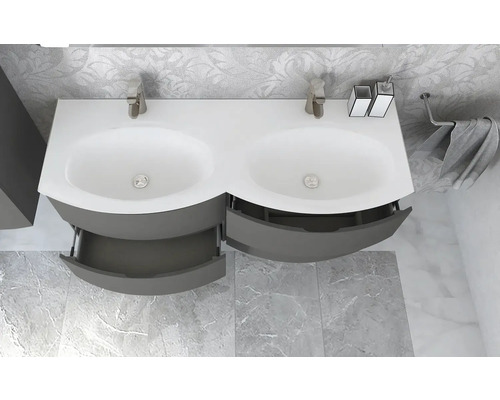 Dubbeltvättställ med underskåp och två handfat