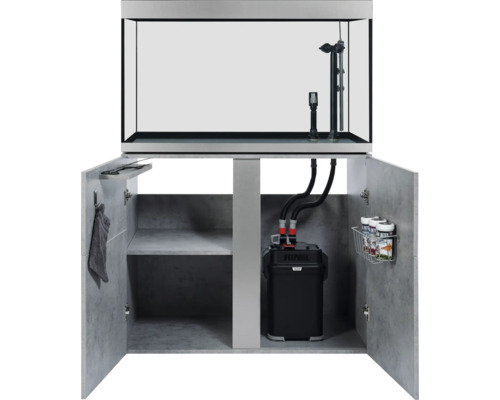 Akvarium med underskåp, inklusive akvariefilter och tillbehör