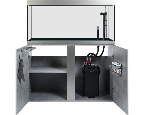 Akvariekombination med underskåp och tillbehör för akvarievård