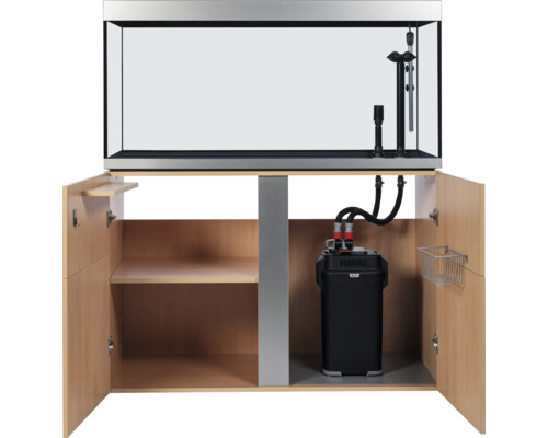 Akvarium med underskåp och externt filter