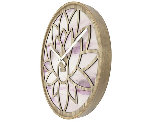 Dekorativ väggklocka med blomdesign och tidsvisning