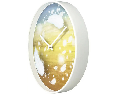 Väggklocka med fjäderdesign