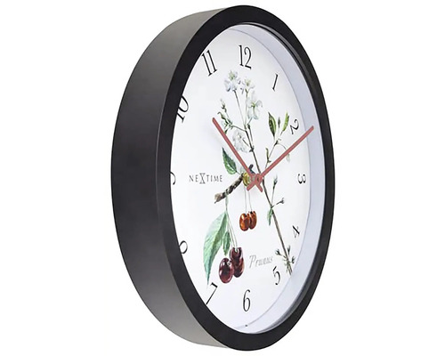 Väggklocka med körsbärsblommotiv och svart ram