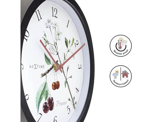 Nextime väggklocka med körsbärsblomdesign och väderbeständigt hölje för inom- och utomhusbruk