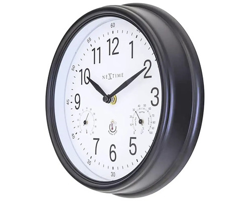 Analog väggklocka med termometer och hygrometer