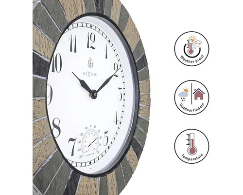 Väggklocka med termometer för inomhus- och utomhusbruk
