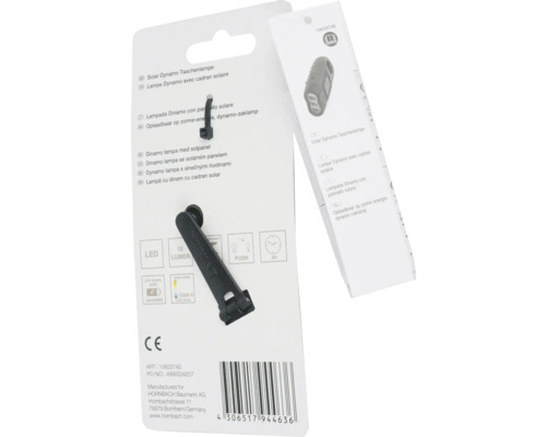 Soldriven dynamoficklampa i förpackning