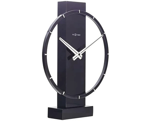 Nextime bordsklocka med rund urtavla och rektangulär bas