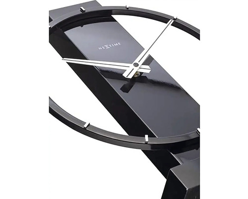 Nextime logotyp. Bordsklocka med cirkelformad urtavla och tidsvisning