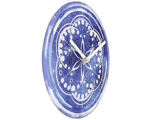 Rund väggklocka med abstrakt stjärnmönster
