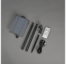 Solarlampa tillbehör med solpanel, markspett, USB-kabel och fjärrkontroll