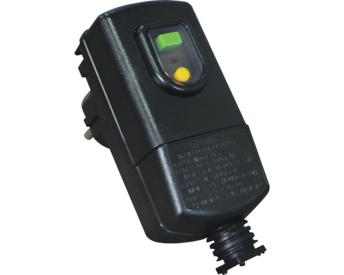 Svart utomhustransformator med återställningsknapp