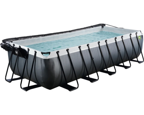 Pool EXIT BlackLeatherStyle 540x250x122cm inkl. sandfilterpump, överdrag, värmepump & stege svart