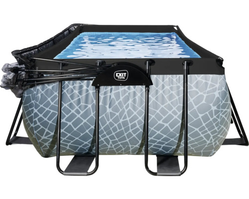 Rektangulär EXIT Toys pool med lock och grått mönster