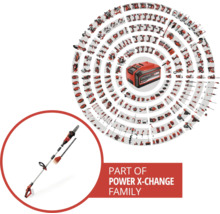 Produktöversikt Einhell Power X-Change batterisystem med batteridriven stångsåg