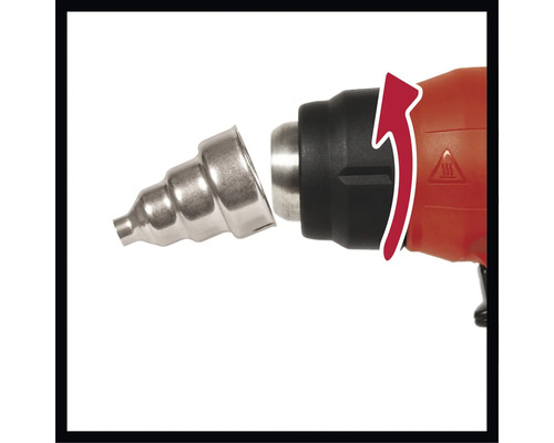 Värmepistol med munstycksfäste och instruktionspil