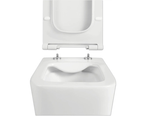 Keramisk toalett med öppet toalettlock