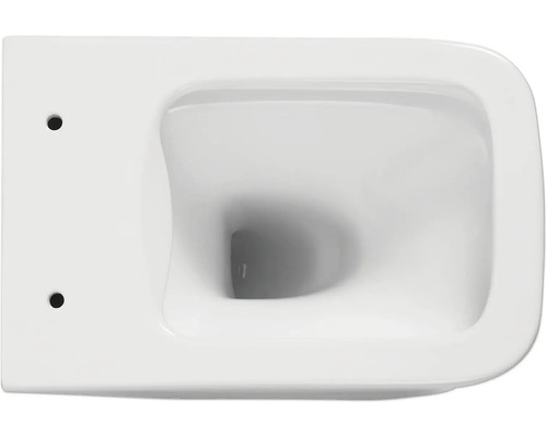 Vit hängande toalett ovanifrån