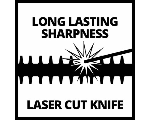 Symbol för långvarig skärpa hos laserkniv