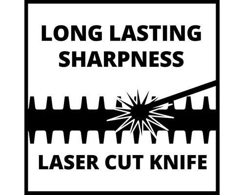 Symbol för långvarig skärpa genom laserskuret knivblad