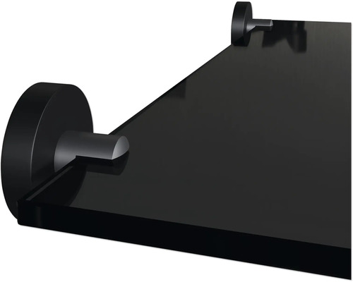 Svart glashylla med fästen