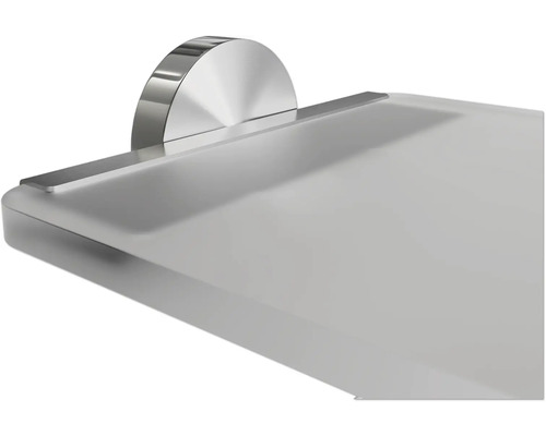 Glashylla med metallfäste för badrum eller toalett