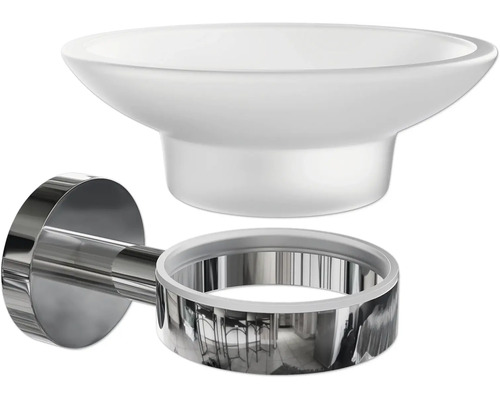 Tvålkopp av glas och metall för väggmontering