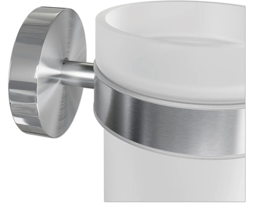 Vägghållare för tandborstmugg av metall och glas