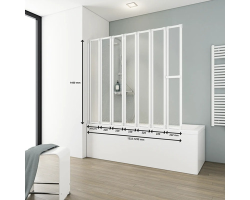 Badkarsskärm med mått