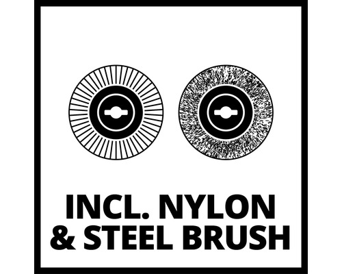 Inklusive nylon- och stålborste