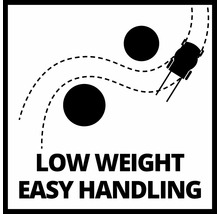 Symbol för låg vikt och enkel hantering av en gräsklippare