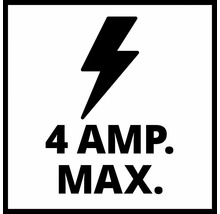 Maximal strömstyrka 4 ampere