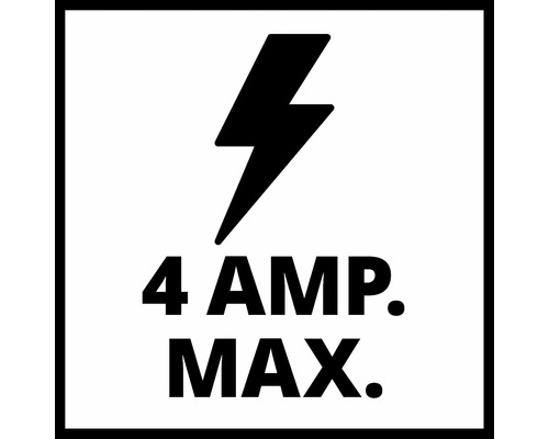 Maximal strömstyrka 4 ampere