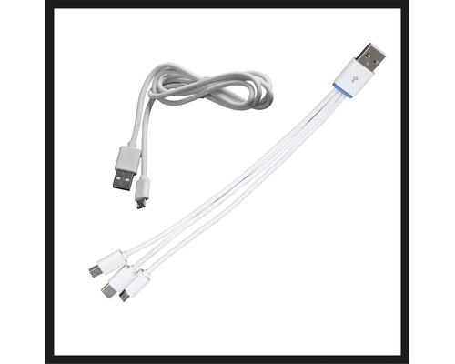 Multifunktionell USB-laddningskabel med USB-A, USB-Micro och USB-C-anslutningar