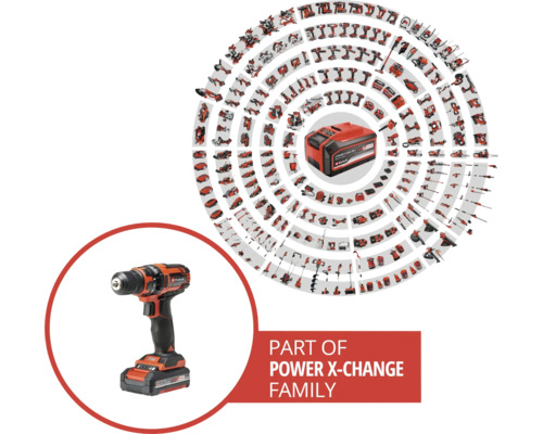 Del av Power X-Change-familjen med batteridriven skruvdragare och diverse verktyg.