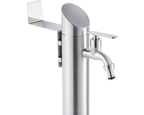 Trädgårdstappkolonn i rostfritt stål med kran och verktygshållare