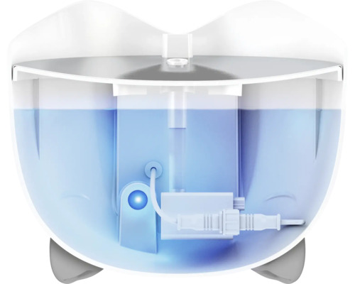 Inre vy av en djurfontän med vattennivåindikator