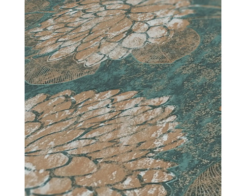 Detaljvy av en mönstrad tapet med blomdesign