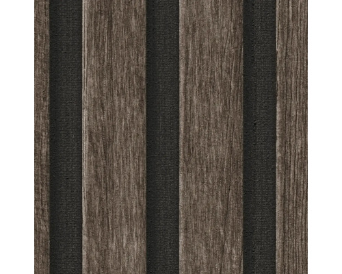 Närbild av en akustisk väggpanel med träutseende