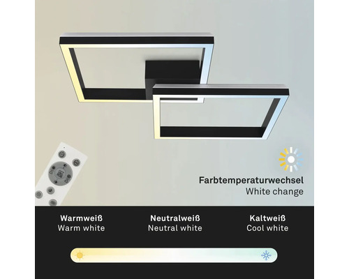 Fyrkantig taklampa med fjärrkontroll för färgtemperaturkontroll
