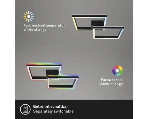 LED-taklampa med färgtemperaturväxling, färgväxling och separat omkoppling