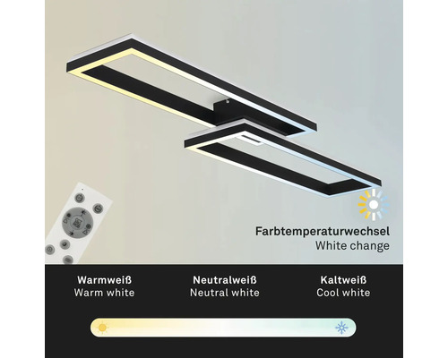 Rektangulär taklampa med fjärrkontroll för färgtemperaturreglering