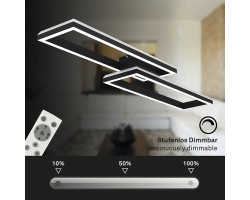 Taklampa med rektangulär design och steglös dimmerfunktion